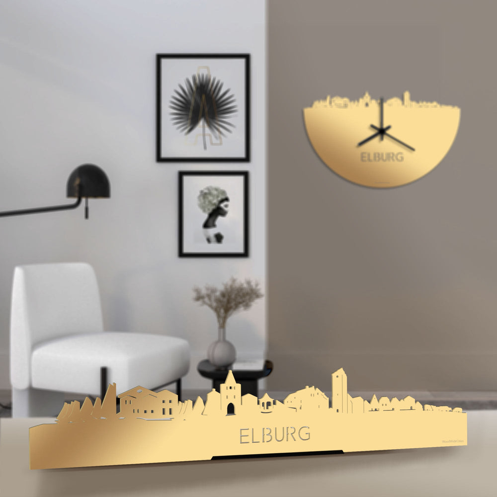 Standing Skyline Elburg Metallic Goud gerecycled kunststof cadeau decoratie relatiegeschenk van WoodWideCities