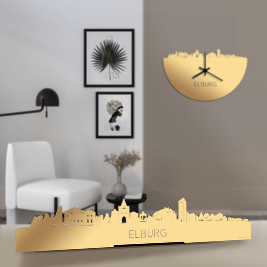 Standing Skyline Elburg Metallic Goud gerecycled kunststof cadeau decoratie relatiegeschenk van WoodWideCities