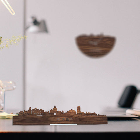Standing Skyline Elburg Noten houten cadeau decoratie relatiegeschenk van WoodWideCities