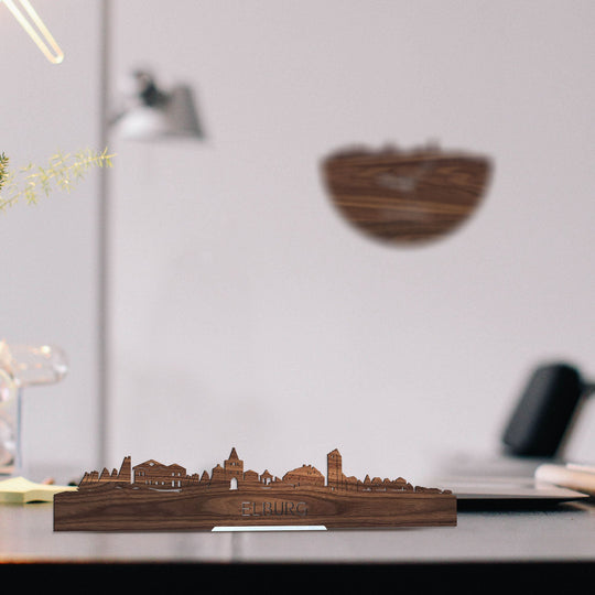 Standing Skyline Elburg Noten houten cadeau decoratie relatiegeschenk van WoodWideCities