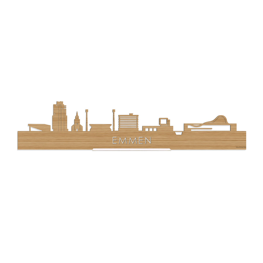Standing Skyline Emmen Bamboe houten cadeau decoratie relatiegeschenk van WoodWideCities