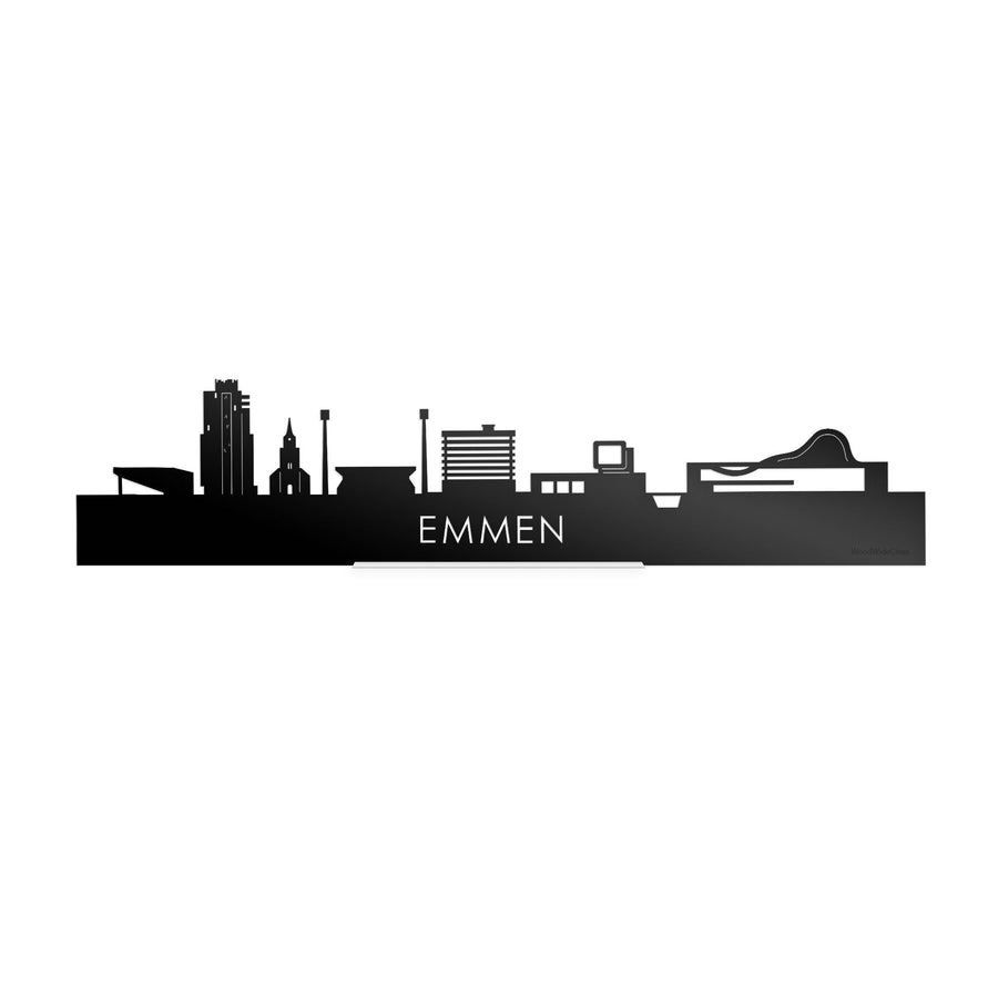 Standing Skyline Emmen Zwart Glanzend 40 cm houten cadeau decoratie relatiegeschenk van WoodWideCities