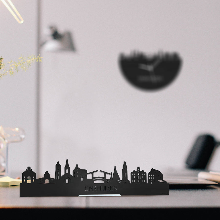 Standing Skyline Enkhuizen Zwart houten cadeau decoratie relatiegeschenk van WoodWideCities