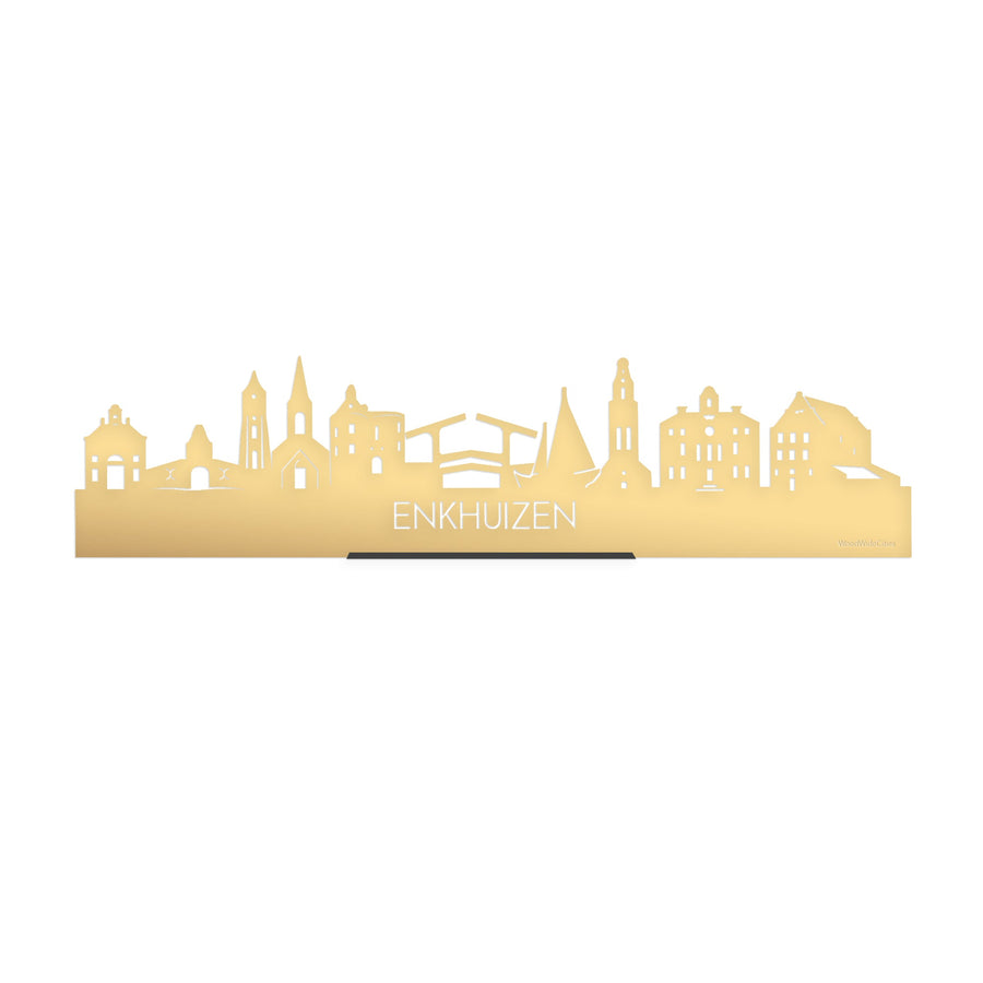 Standing Skyline Enkhuizen Metallic Goud gerecycled kunststof cadeau decoratie relatiegeschenk van WoodWideCities
