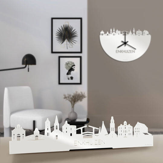 Standing Skyline Enkhuizen Wit glanzend gerecycled kunststof cadeau decoratie relatiegeschenk van WoodWideCities