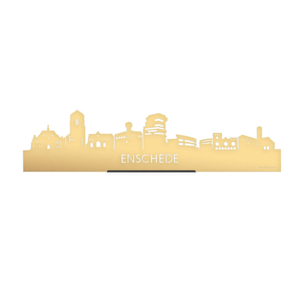Standing Skyline Enschede Goud Metallic 40 cm houten cadeau decoratie relatiegeschenk van WoodWideCities