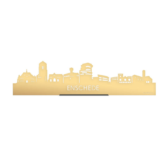 Standing Skyline Enschede Goud Metallic 40 cm houten cadeau decoratie relatiegeschenk van WoodWideCities