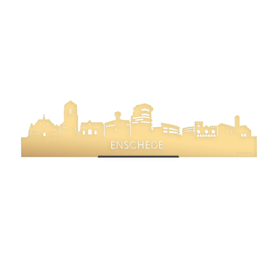 Standing Skyline Enschede Goud Metallic 40 cm houten cadeau decoratie relatiegeschenk van WoodWideCities