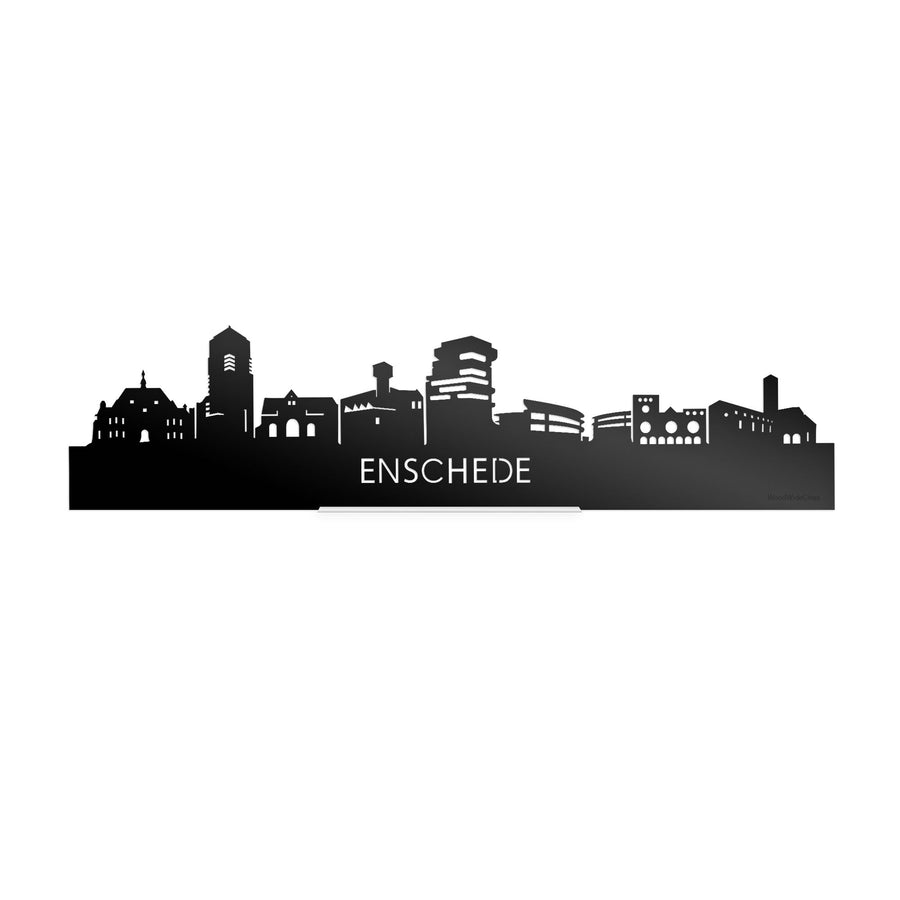 Standing Skyline Enschede Zwart Glanzend 40 cm houten cadeau decoratie relatiegeschenk van WoodWideCities