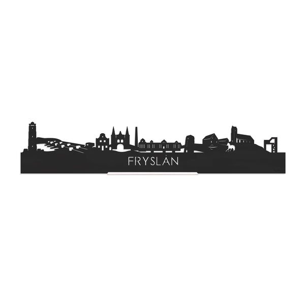 Standing Skyline Fryslan Zwart houten cadeau decoratie relatiegeschenk van WoodWideCities