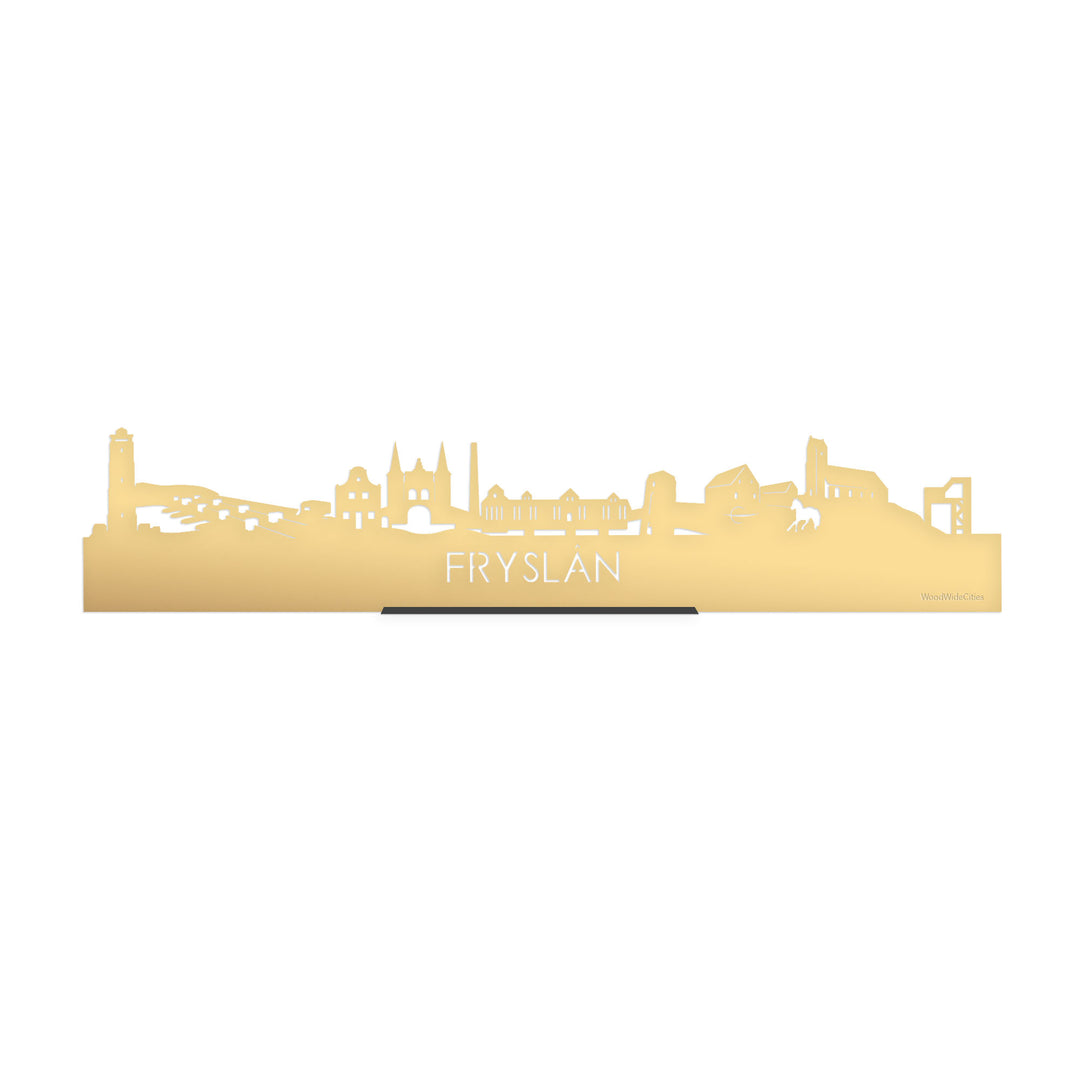 Standing Skyline Fryslan Metallic Goud gerecycled kunststof cadeau decoratie relatiegeschenk van WoodWideCities