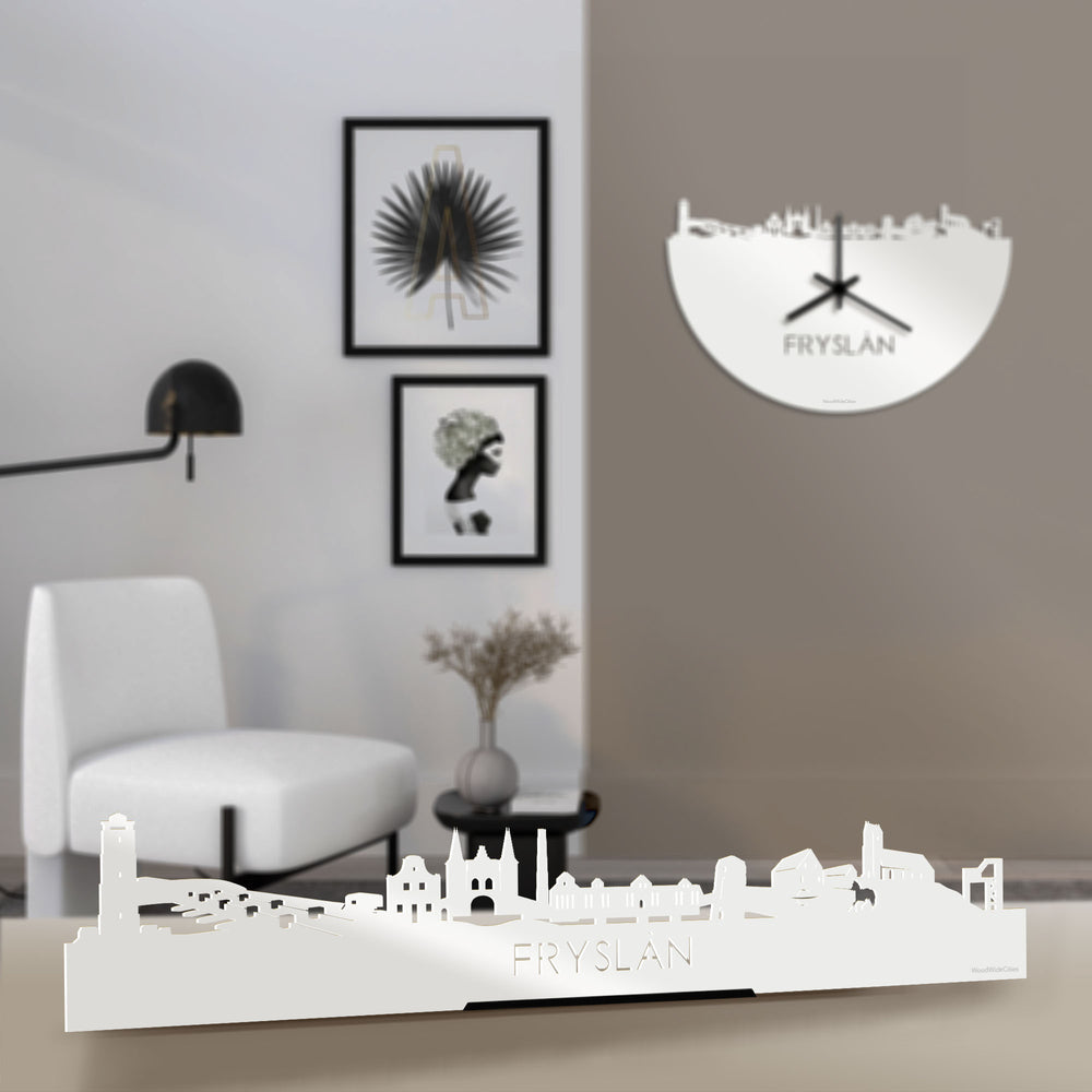 Standing Skyline Fryslan Wit glanzend gerecycled kunststof cadeau decoratie relatiegeschenk van WoodWideCities