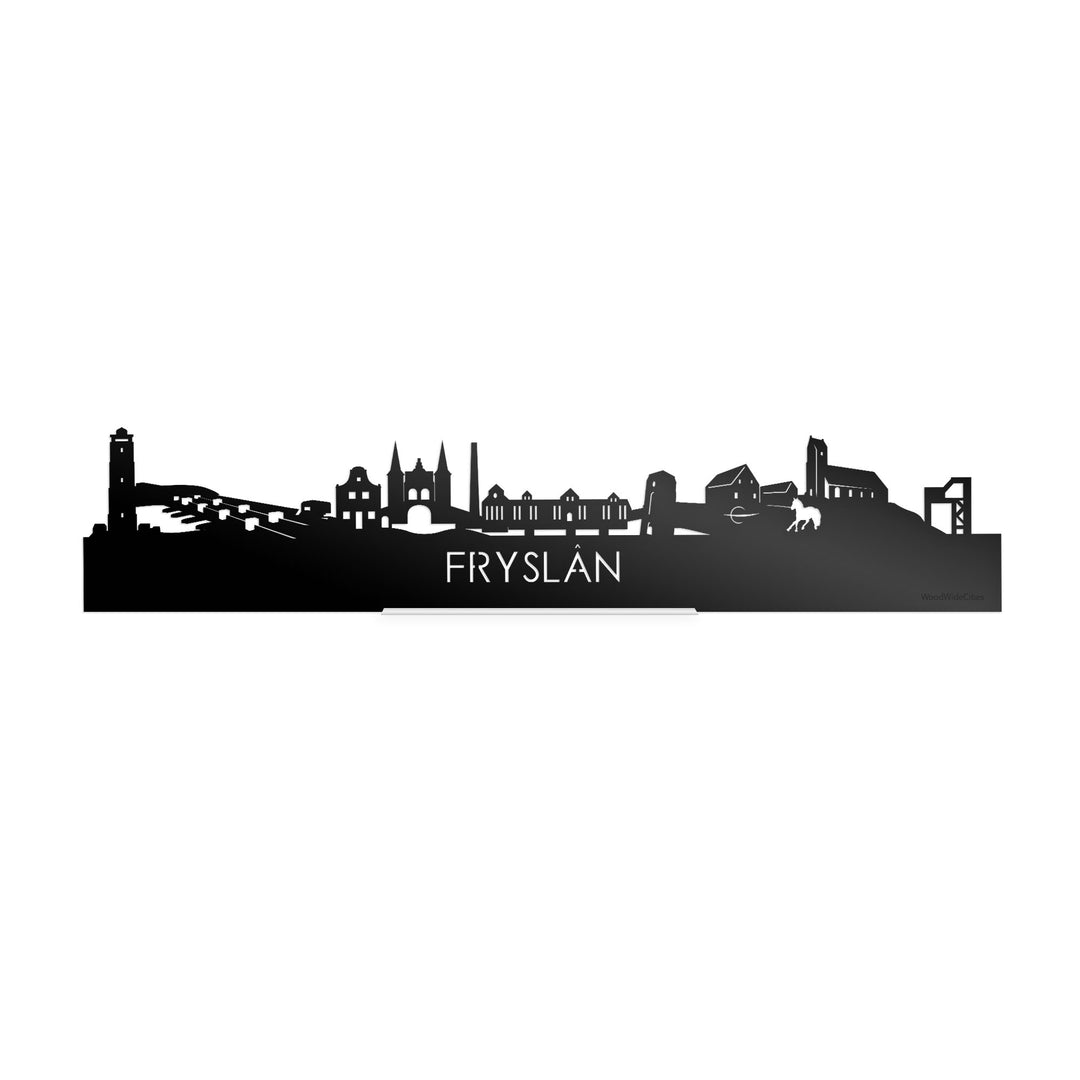 Standing Skyline Fryslan Zwart glanzend gerecycled kunststof cadeau decoratie relatiegeschenk van WoodWideCities