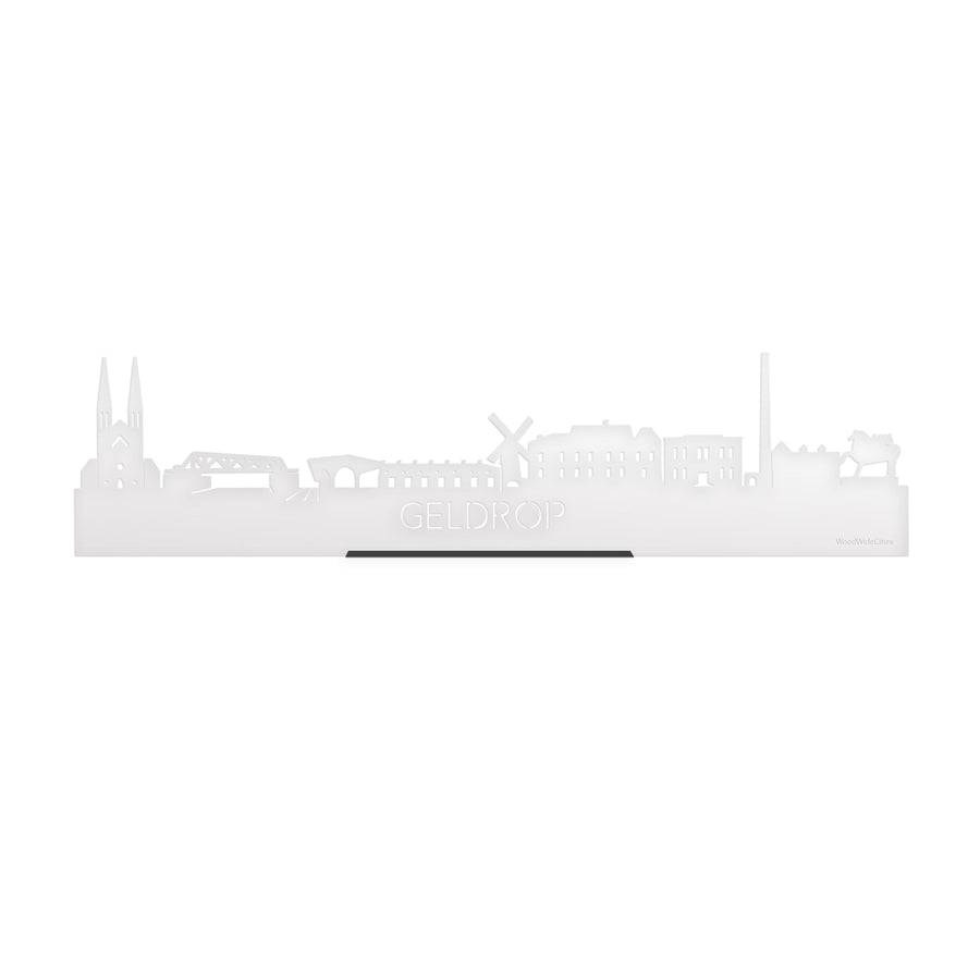 Standing Skyline Geldrop Wit glanzend gerecycled kunststof cadeau decoratie relatiegeschenk van WoodWideCities