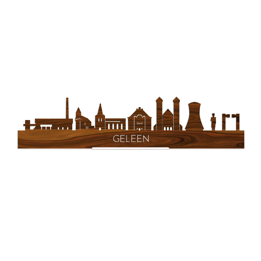 Standing Skyline Geleen Palissander houten cadeau decoratie relatiegeschenk van WoodWideCities