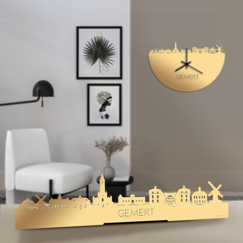 Standing Skyline Gemert Metallic Goud gerecycled kunststof cadeau decoratie relatiegeschenk van WoodWideCities