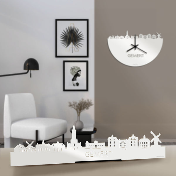 Standing Skyline Gemert Wit glanzend gerecycled kunststof cadeau decoratie relatiegeschenk van WoodWideCities