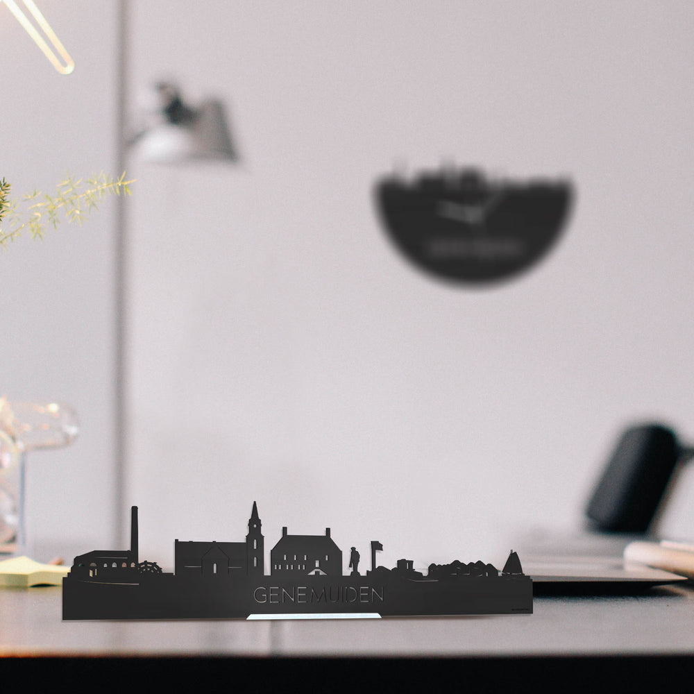 Standing Skyline Genemuiden Zwart houten cadeau decoratie relatiegeschenk van WoodWideCities