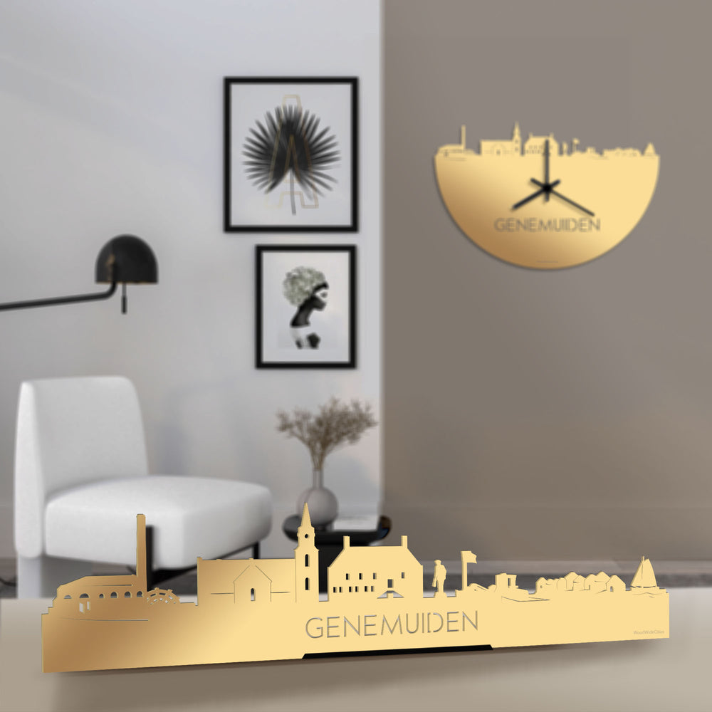 Standing Skyline Genemuiden Metallic Goud gerecycled kunststof cadeau decoratie relatiegeschenk van WoodWideCities
