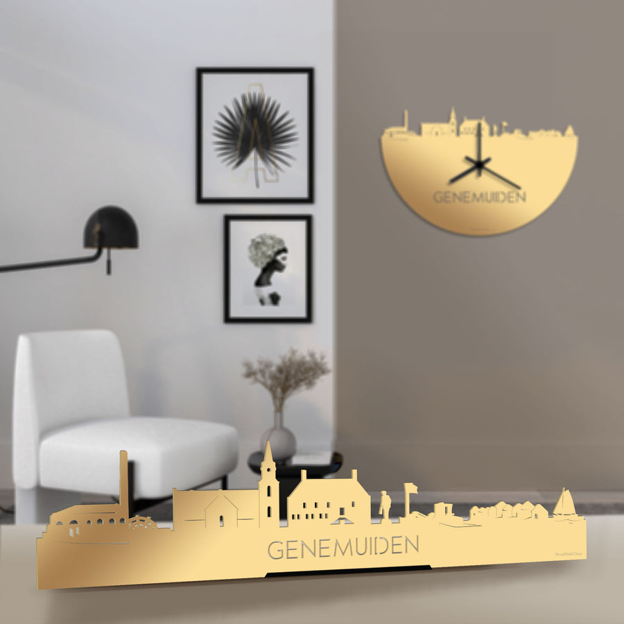 Standing Skyline Genemuiden Metallic Goud gerecycled kunststof cadeau decoratie relatiegeschenk van WoodWideCities
