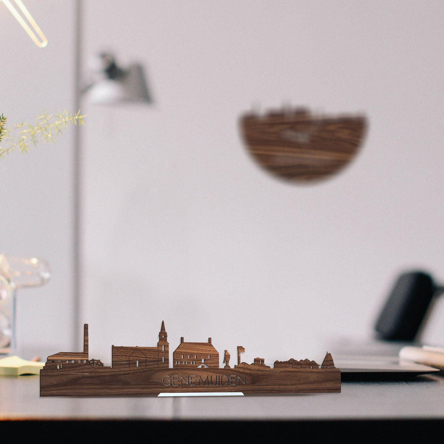 Standing Skyline Genemuiden Noten houten cadeau decoratie relatiegeschenk van WoodWideCities