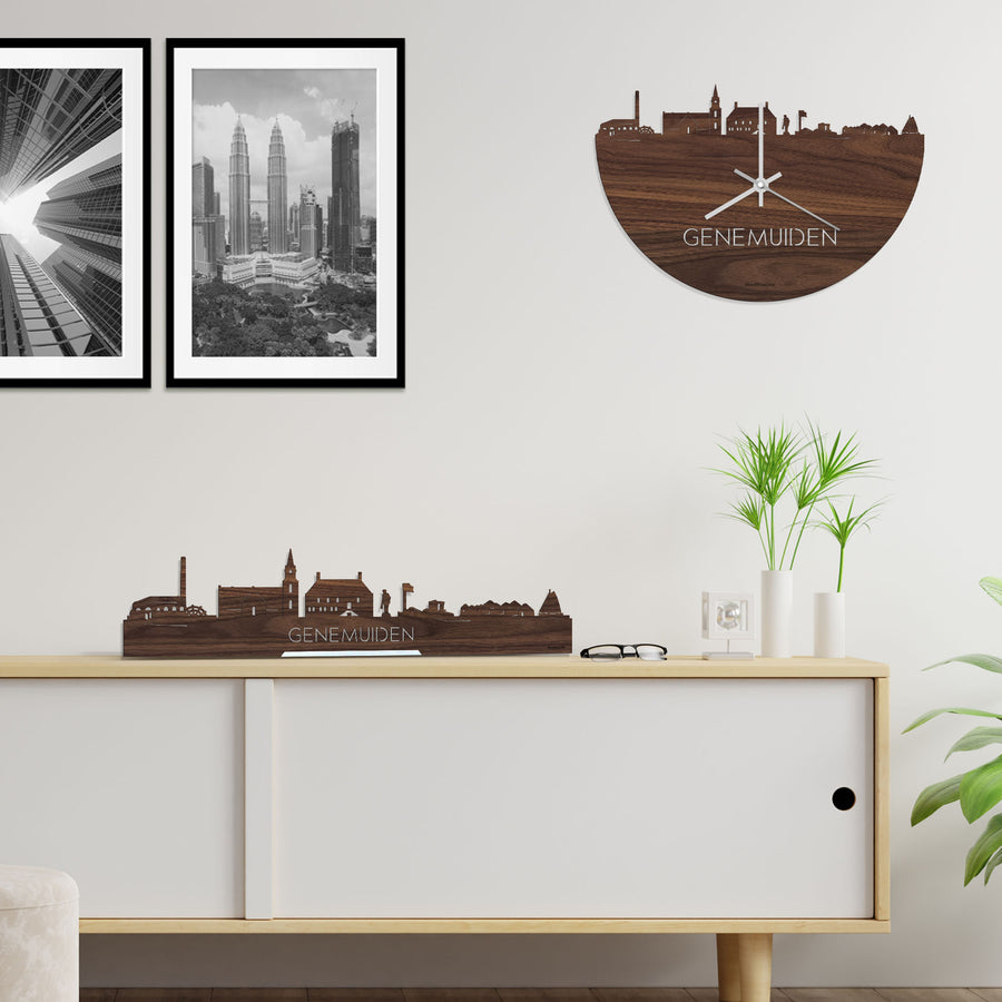Standing Skyline Genemuiden Noten houten cadeau decoratie relatiegeschenk van WoodWideCities