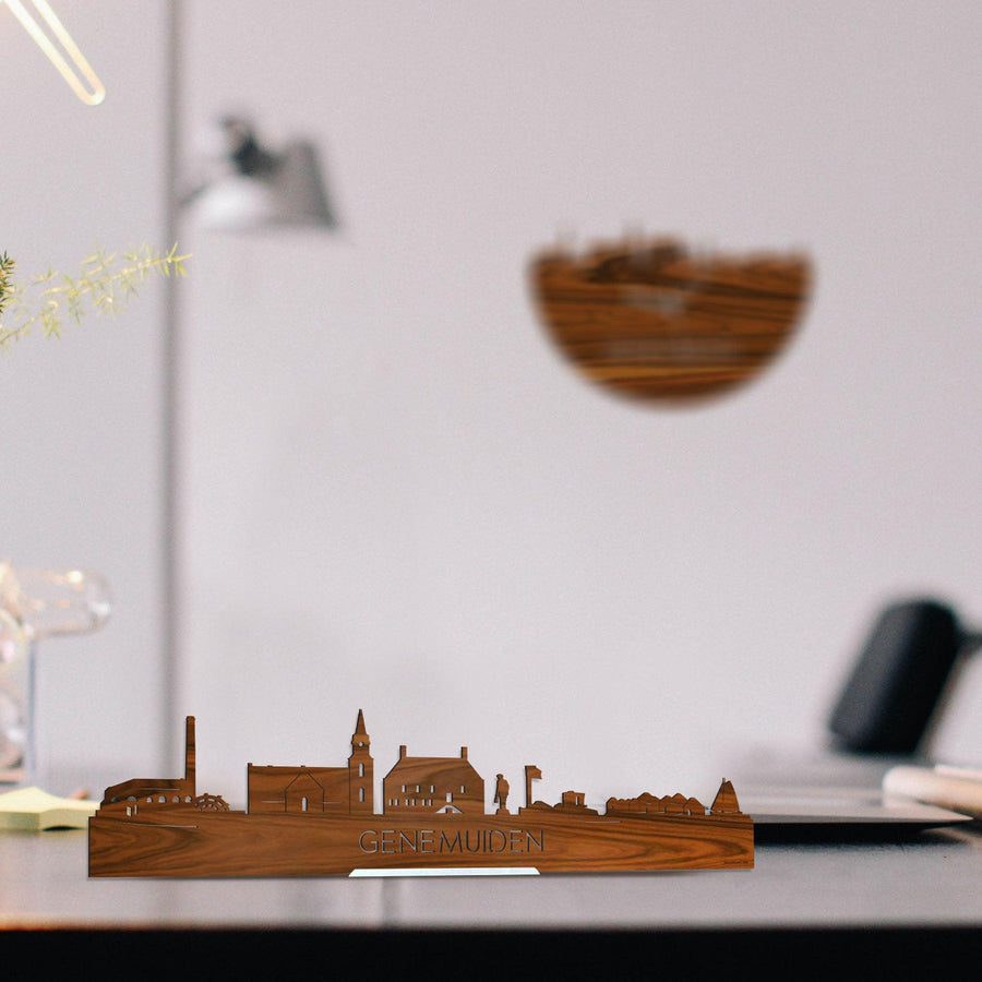 Standing Skyline Genemuiden Palissander houten cadeau decoratie relatiegeschenk van WoodWideCities