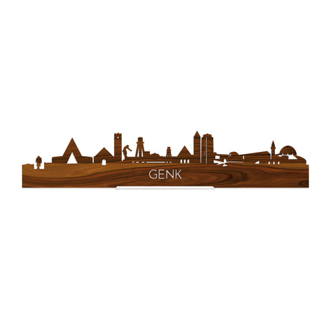 Standing Skyline Genk Palissander houten cadeau decoratie relatiegeschenk van WoodWideCities