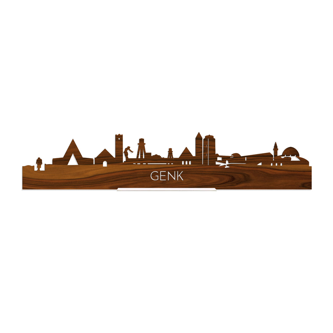 Standing Skyline Genk Palissander houten cadeau decoratie relatiegeschenk van WoodWideCities