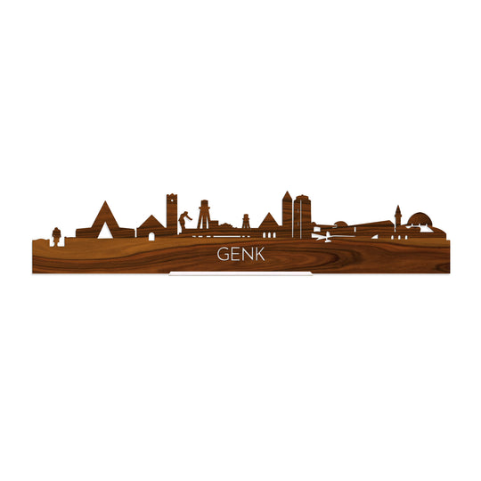 Standing Skyline Genk Palissander houten cadeau decoratie relatiegeschenk van WoodWideCities