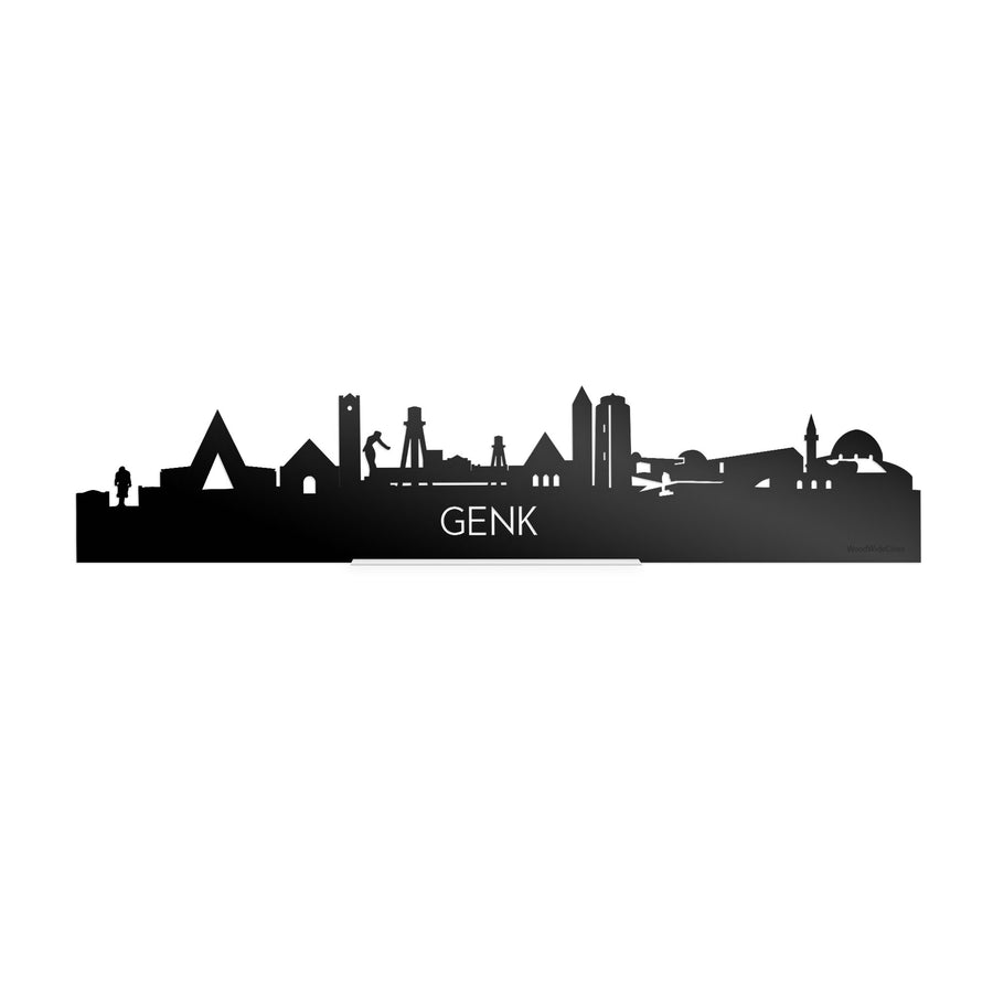 Standing Skyline Genk Zwart glanzend gerecycled kunststof cadeau decoratie relatiegeschenk van WoodWideCities