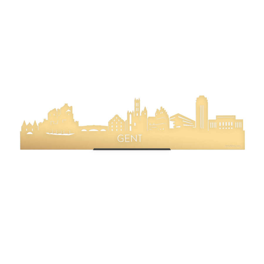 Standing Skyline Gent Goud Metallic 40 cm houten cadeau decoratie relatiegeschenk van WoodWideCities