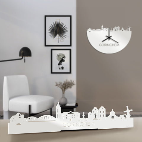 Standing Skyline Gorinchem Wit glanzend gerecycled kunststof cadeau decoratie relatiegeschenk van WoodWideCities