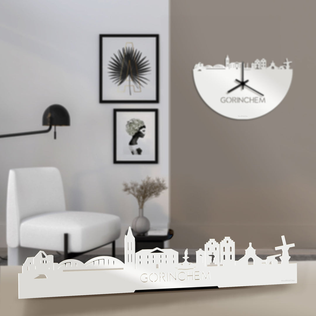 Standing Skyline Gorinchem Wit glanzend gerecycled kunststof cadeau decoratie relatiegeschenk van WoodWideCities