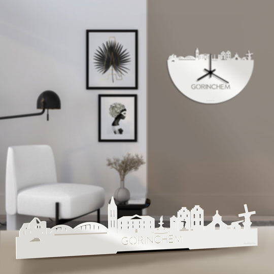 Standing Skyline Gorinchem Wit glanzend gerecycled kunststof cadeau decoratie relatiegeschenk van WoodWideCities