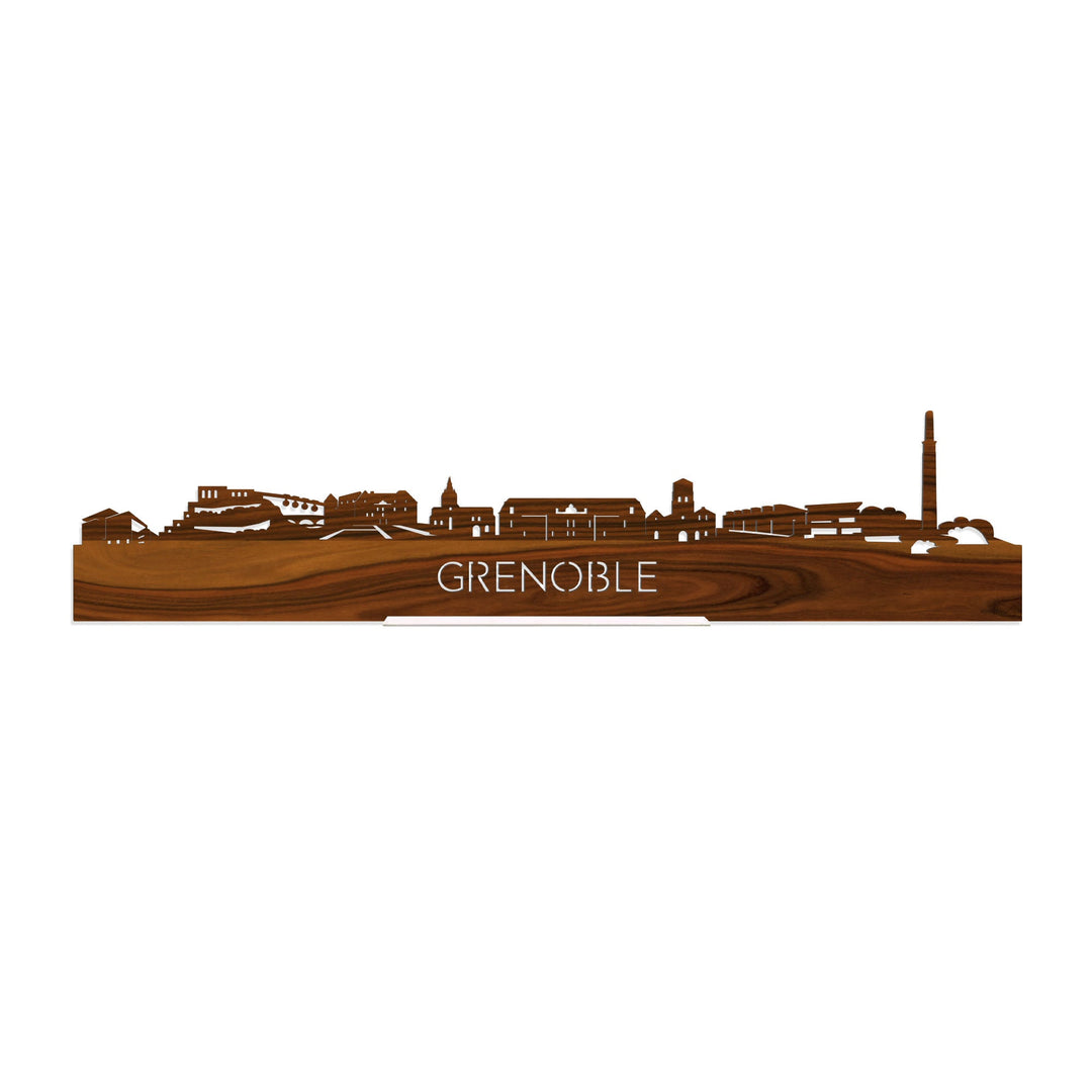 Standing Skyline Grenoble Palissander houten cadeau decoratie relatiegeschenk van WoodWideCities