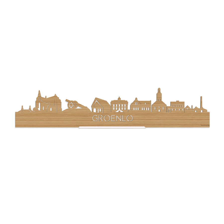Standing Skyline Groenlo Bamboe houten cadeau decoratie relatiegeschenk van WoodWideCities