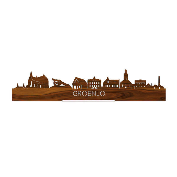 Standing Skyline Groenlo Palissander houten cadeau decoratie relatiegeschenk van WoodWideCities