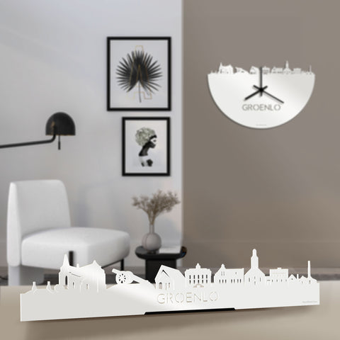 Standing Skyline Groenlo Wit glanzend gerecycled kunststof cadeau decoratie relatiegeschenk van WoodWideCities