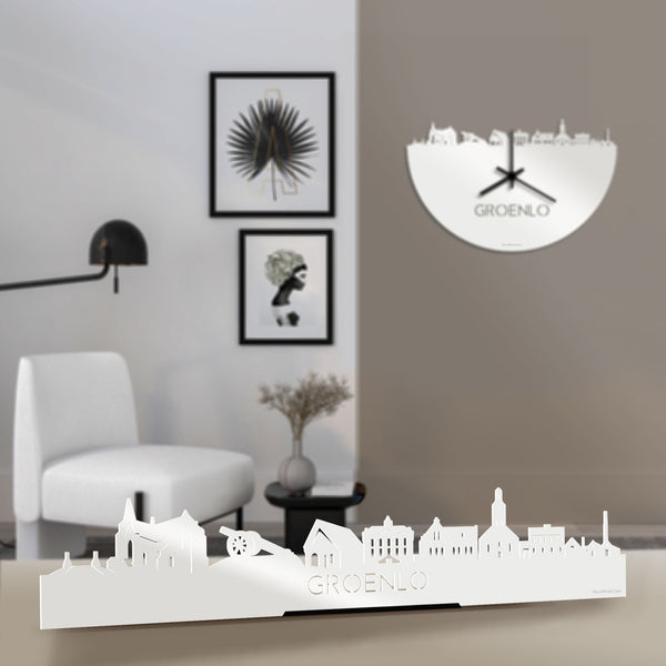 Standing Skyline Groenlo Wit glanzend gerecycled kunststof cadeau decoratie relatiegeschenk van WoodWideCities