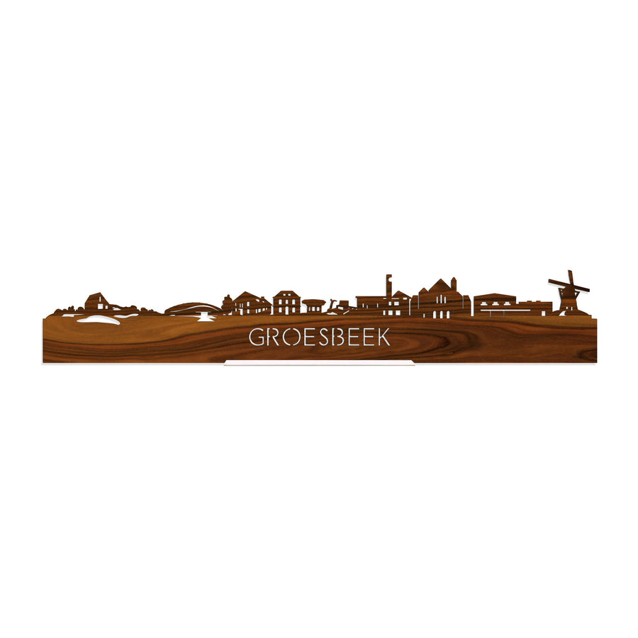 Standing Skyline Groesbeek Palissander houten cadeau decoratie relatiegeschenk van WoodWideCities