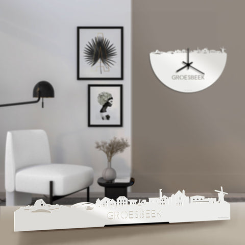 Standing Skyline Groesbeek Wit glanzend gerecycled kunststof cadeau decoratie relatiegeschenk van WoodWideCities
