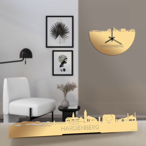Standing Skyline Hardenberg Metallic Goud gerecycled kunststof cadeau decoratie relatiegeschenk van WoodWideCities