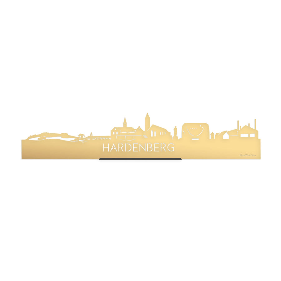 Standing Skyline Hardenberg Metallic Goud gerecycled kunststof cadeau decoratie relatiegeschenk van WoodWideCities