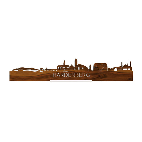 Standing Skyline Hardenberg Palissander houten cadeau decoratie relatiegeschenk van WoodWideCities