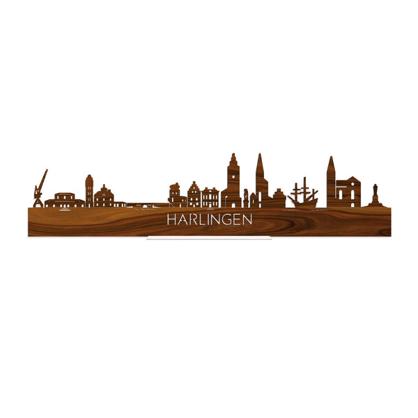 Standing Skyline Harlingen Palissander houten cadeau decoratie relatiegeschenk van WoodWideCities