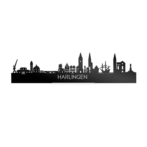 Standing Skyline Harlingen Zwart glanzend gerecycled kunststof cadeau decoratie relatiegeschenk van WoodWideCities