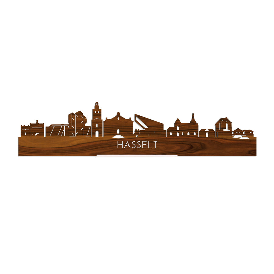 Standing Skyline Hasselt Palissander houten cadeau decoratie relatiegeschenk van WoodWideCities