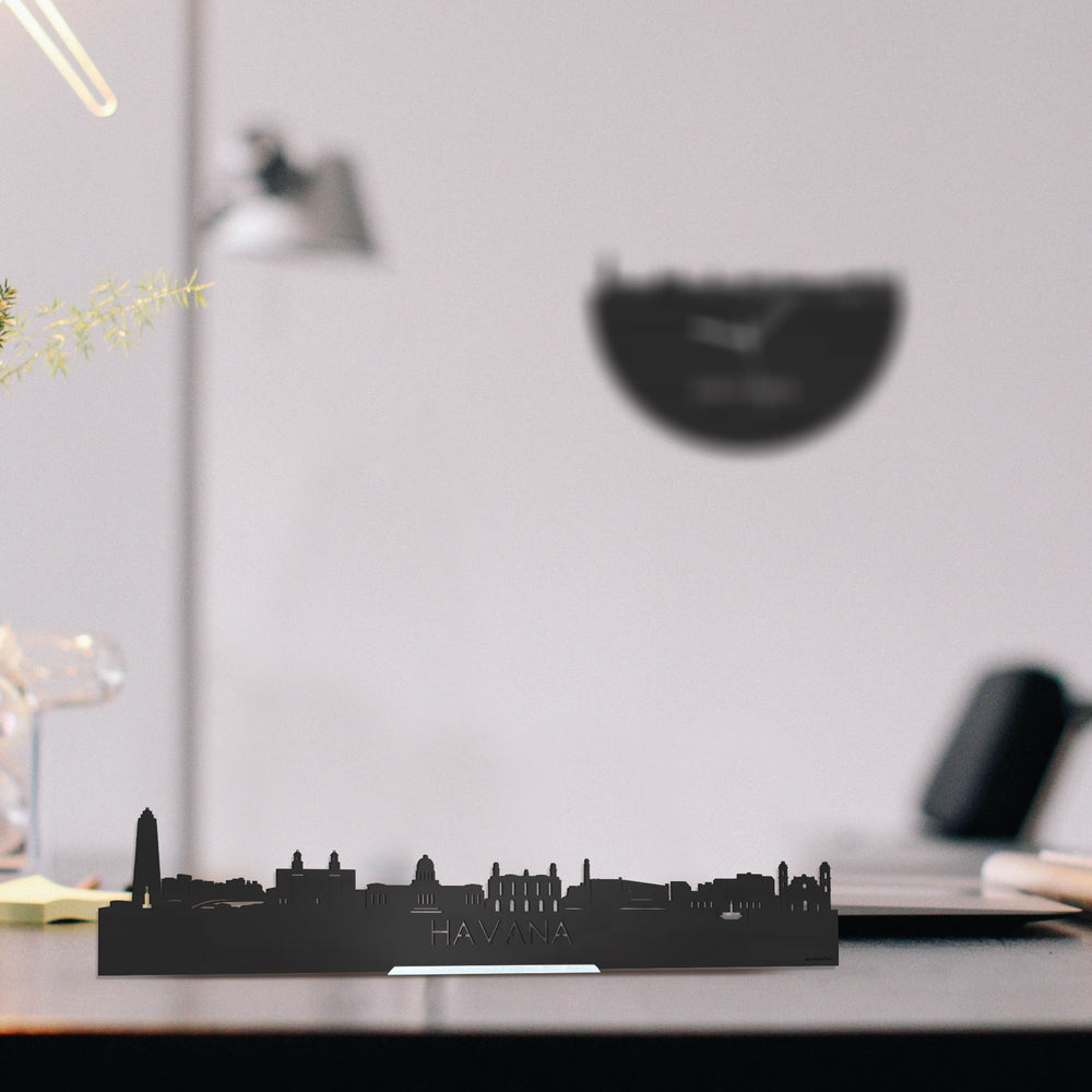 Standing Skyline Havana Zwart houten cadeau decoratie relatiegeschenk van WoodWideCities