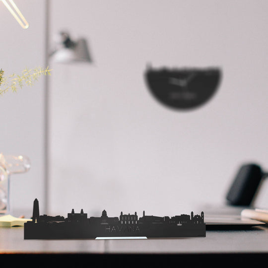 Standing Skyline Havana Zwart houten cadeau decoratie relatiegeschenk van WoodWideCities